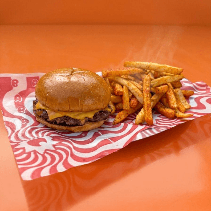 Cheese burger simple + papas