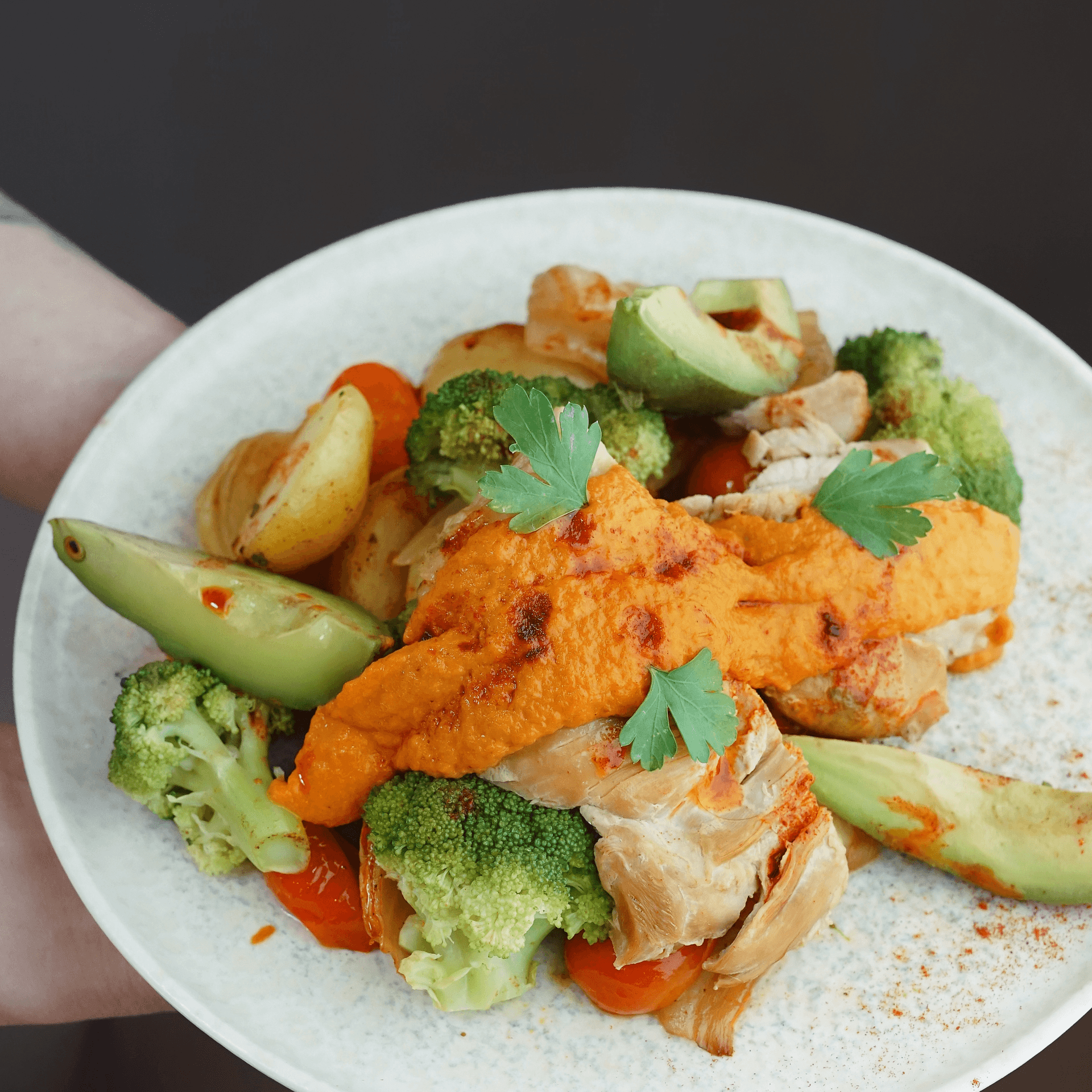Pollo con vegeatale grillados