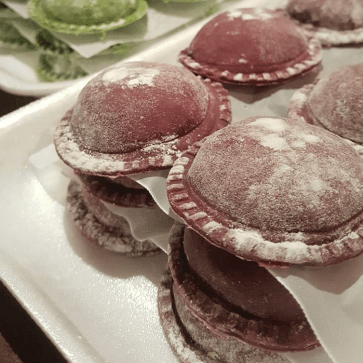 Sorrentinos de espinaca y champiñones