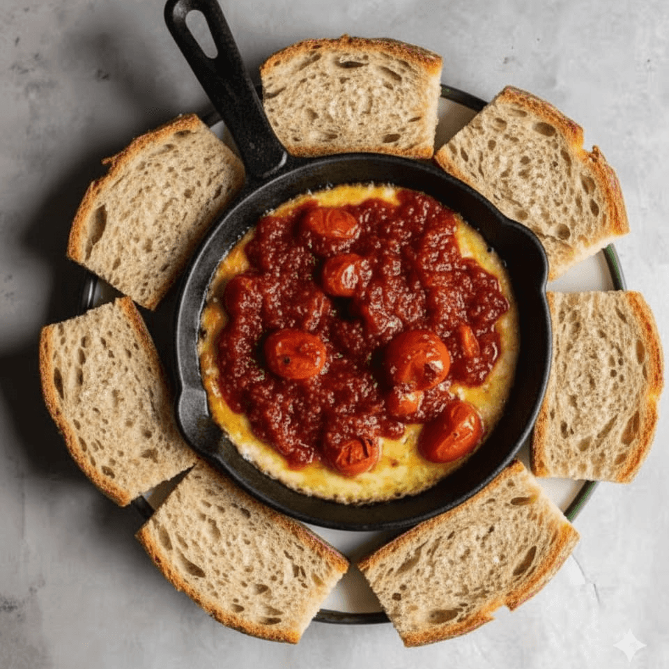 Provoleta con mermelada de pimientos rojos